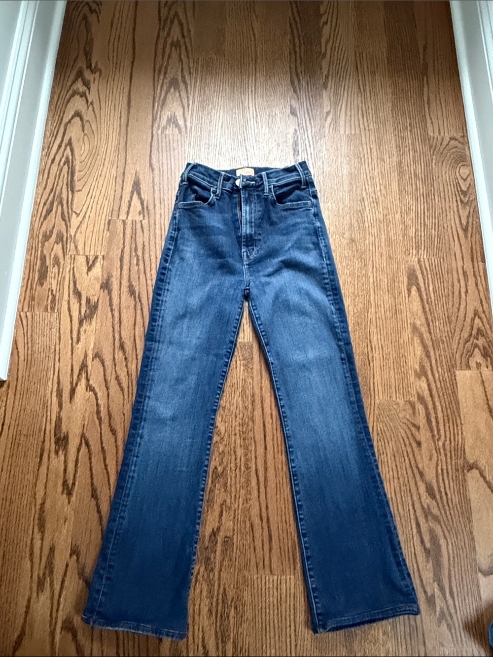MOTHER The Hustlet Ankle Hemmed Women's Medium Blue High-up Rise Flare Jeans